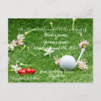 Tarjeta de invitación de boda de golf pelota de go