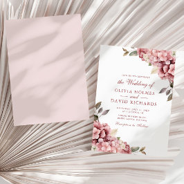 Tarjeta de Invitación de Boda de Hortensia Rosa Po