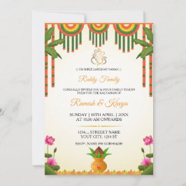 Tarjeta de invitación de boda de Kalyanam del sur 