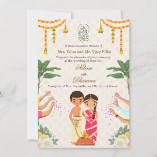 Tarjeta de invitación de boda de Kalyanam del sur 