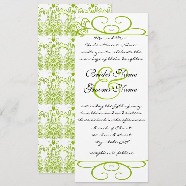 Tarjeta de Invitación de Boda de Loros de Amor Ver (Anverso / Reverso)