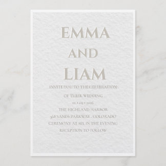Tarjeta de Invitación de Boda de Lujo Beige y Dora