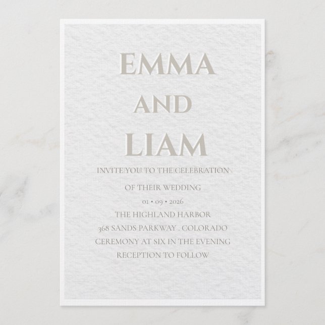 Tarjeta de Invitación de Boda de Lujo Beige y Dora (Anverso)
