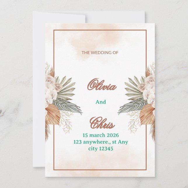 Tarjeta de Invitación de Boda de Lujo Elegante (Anverso)