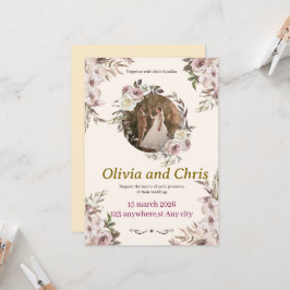 Tarjeta de Invitación de Boda de Lujo Elegante