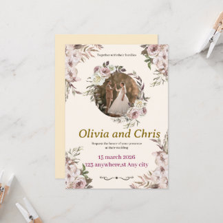 Tarjeta de Invitación de Boda de Lujo Elegante