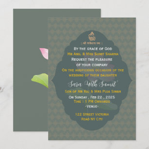 Tarjeta de Invitación de Boda de Lujo India