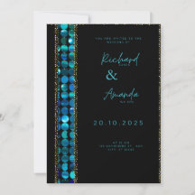 Tarjeta de Invitación de Boda de Lujo Teal Luxe Mo