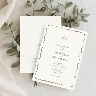 Tarjeta de Invitación de Boda de Marfil   Floral C