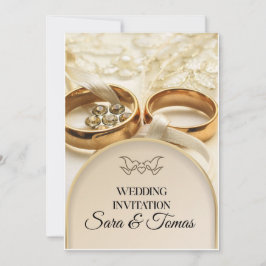 Tarjeta de Invitación de Boda de Oro Elegante – Cl