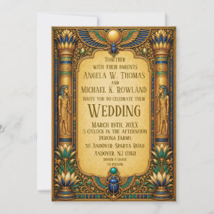 Tarjeta de Invitación de Boda de Oro Elegante del