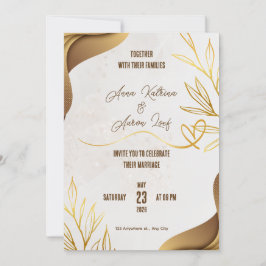 Tarjeta de invitación de boda de oro personalizada