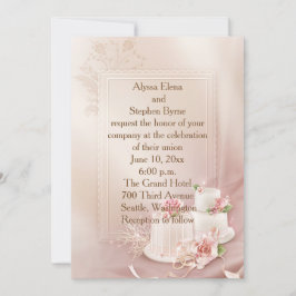 Tarjeta de Invitación de Boda de Oro y Marfil Eleg