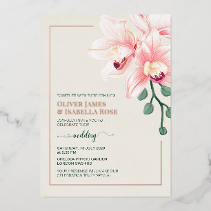 Tarjeta de Invitación de Boda de Orquídea Rosa Sua