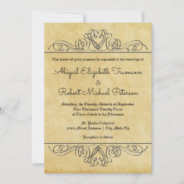Tarjeta de Invitación de Boda de Papel con Floreci