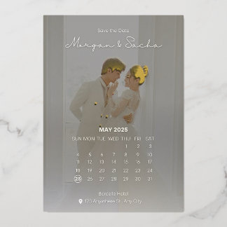 Tarjeta de invitación de boda de papel de aluminio