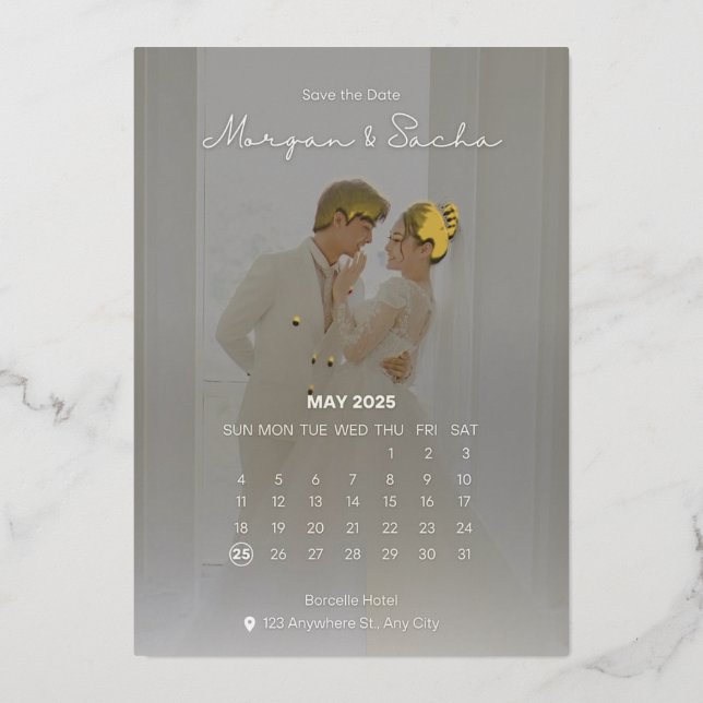 Tarjeta de invitación de boda de papel de aluminio (Anverso)