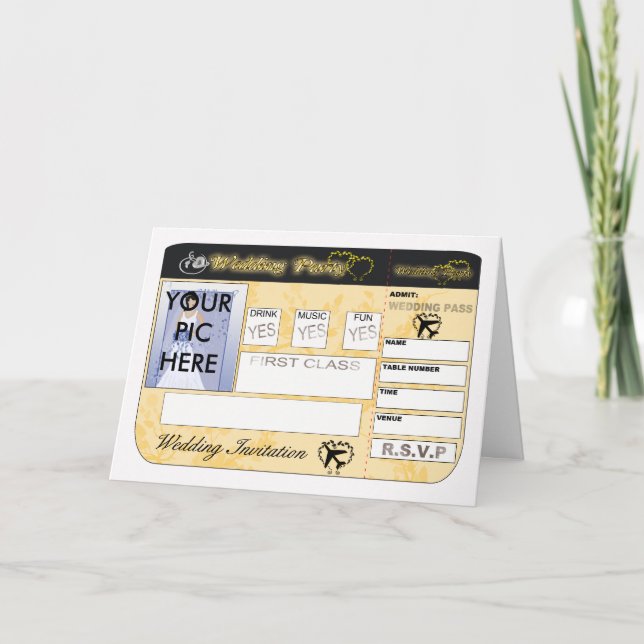 Tarjeta de invitación de boda de pases de embarque (Anverso)
