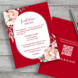 Tarjeta de Invitación de Boda de Peonía Vietnamita