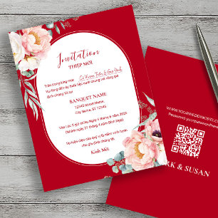 Tarjeta de Invitación de Boda de Peonía Vietnamita