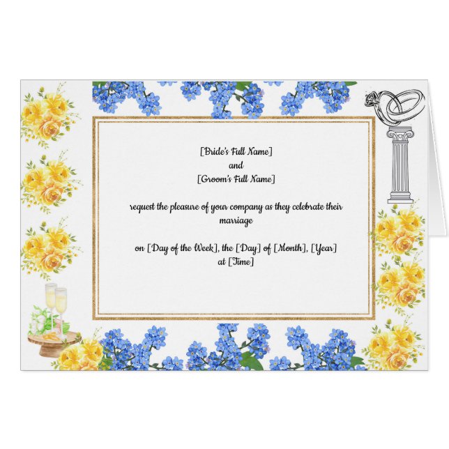 Tarjeta de invitación de boda de personalizable 4  (Anverso (Horizontal))