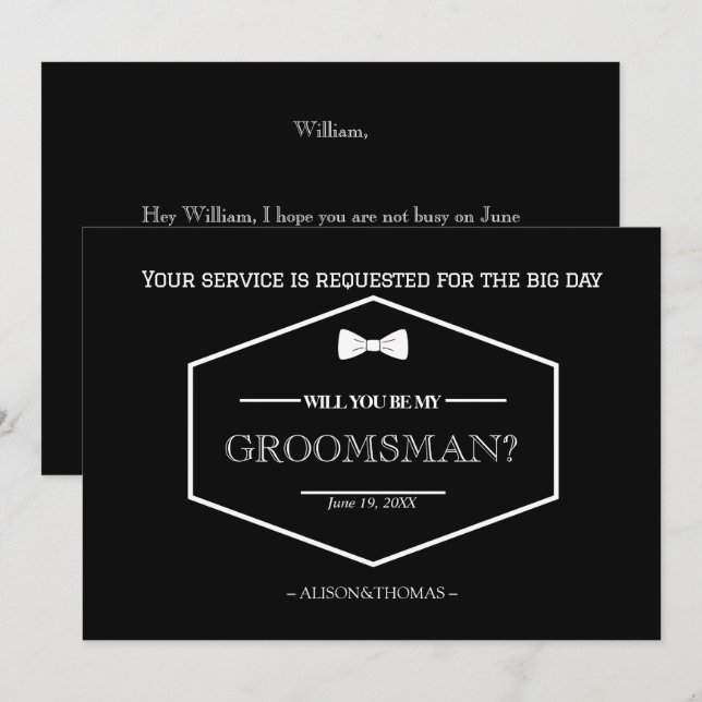 Tarjeta de invitación de boda de propuesta de padr (Anverso / Reverso)