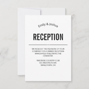 Tarjeta de invitación de boda de recepción plantil