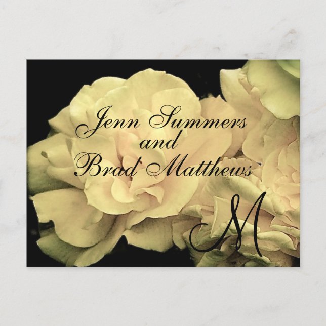 Tarjeta de Invitación de Boda de Rosa de crema (Anverso)