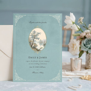 Tarjeta de Invitación de Boda de Terciopelo Azul P