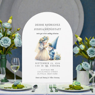 Tarjeta de Invitación de Boda Divertida con Gnomos