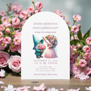 Tarjeta de Invitación de Boda Divertida con Gnomos