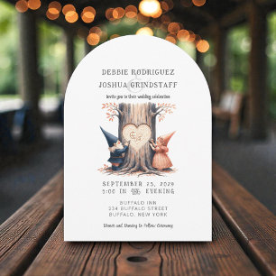 Tarjeta de Invitación de Boda Divertida con Gnomos