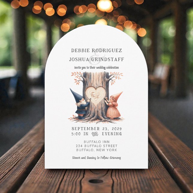 Tarjeta de Invitación de Boda Divertida con Gnomos (Subido por el creador)