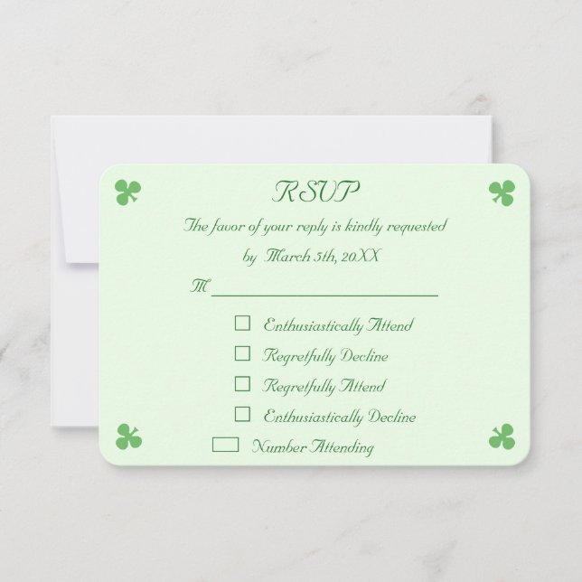 Tarjeta de invitación de boda divertida en verde i (Anverso)