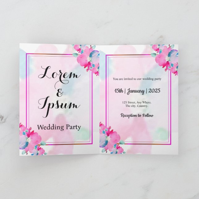 Tarjeta de invitación de boda doblada tarjeta de v (Interior)