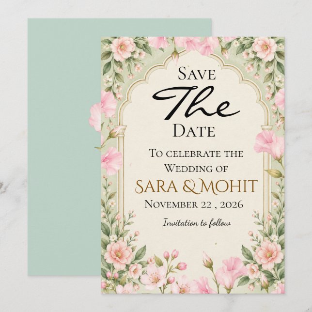 Tarjeta de Invitación de Boda Editable para Guarda (Anverso / Reverso)