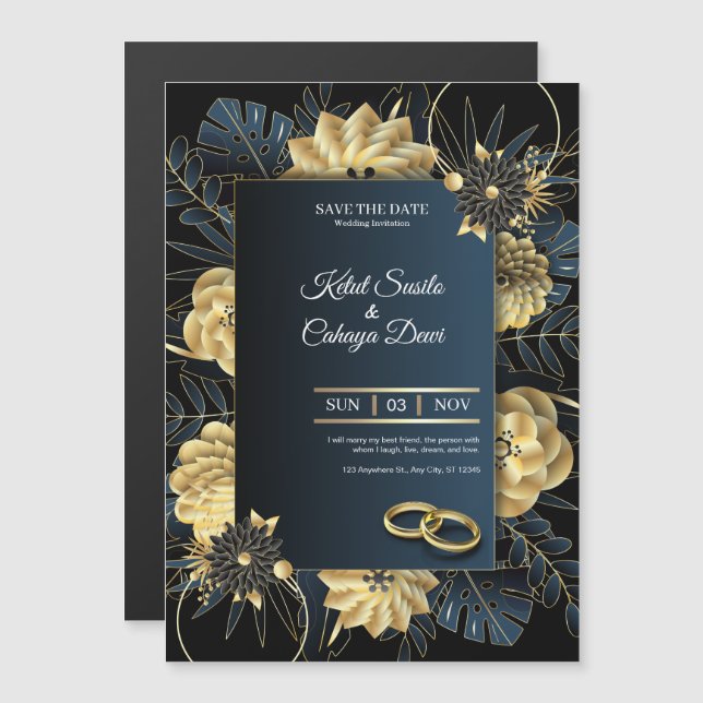 Tarjeta de Invitación de Boda Elegante (Anverso/Reverso)