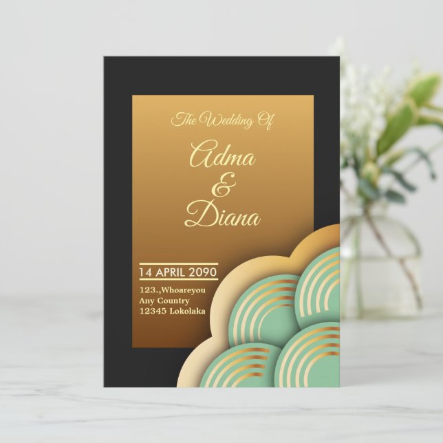 Tarjeta de invitación de boda elegante (Anverso de pie)