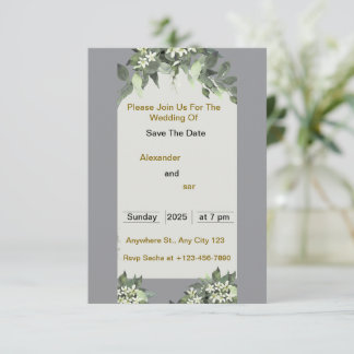 Tarjeta de invitación de boda elegante