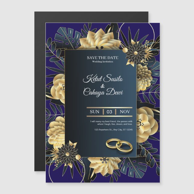 Tarjeta de Invitación de Boda Elegante (Anverso/Reverso)
