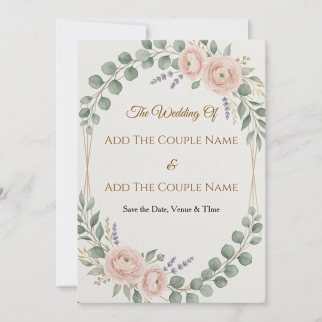 Tarjeta de Invitación de Boda Elegante (Anverso)