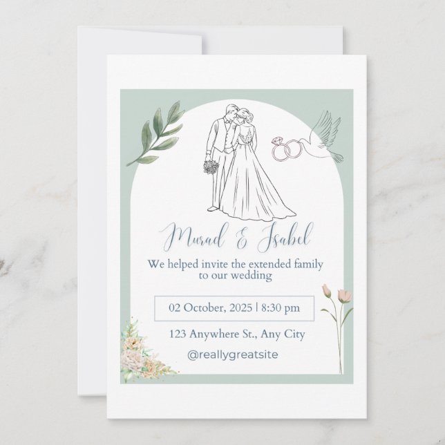 Tarjeta de invitación de boda elegante (Anverso)