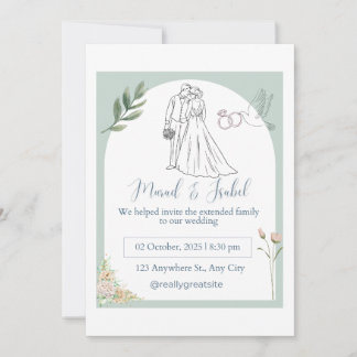Tarjeta de invitación de boda elegante