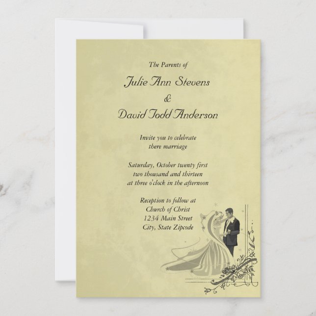 Tarjeta de invitación de boda elegante (Anverso)