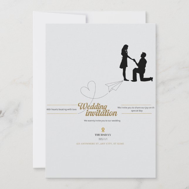 Tarjeta de Invitación de Boda Elegante (Anverso)