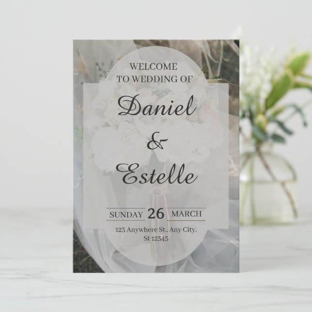 Tarjeta de Invitación de Boda Elegante (Anverso de pie)