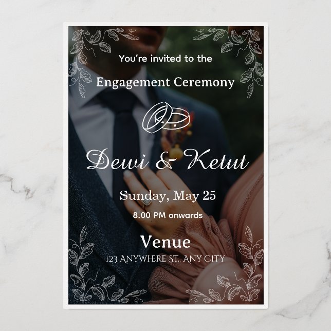 Tarjeta de Invitación de Boda Elegante (Anverso)