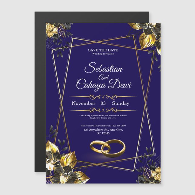Tarjeta de Invitación de Boda Elegante (Anverso/Reverso)