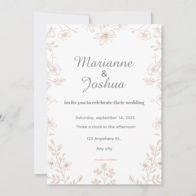 Tarjeta de Invitación de Boda Elegante (Anverso)