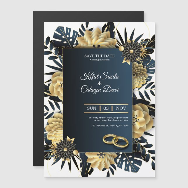 Tarjeta de Invitación de Boda Elegante (Anverso/Reverso)